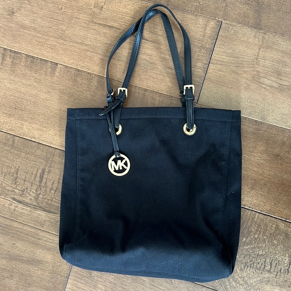 Michael Kors Black and gold canvas tote